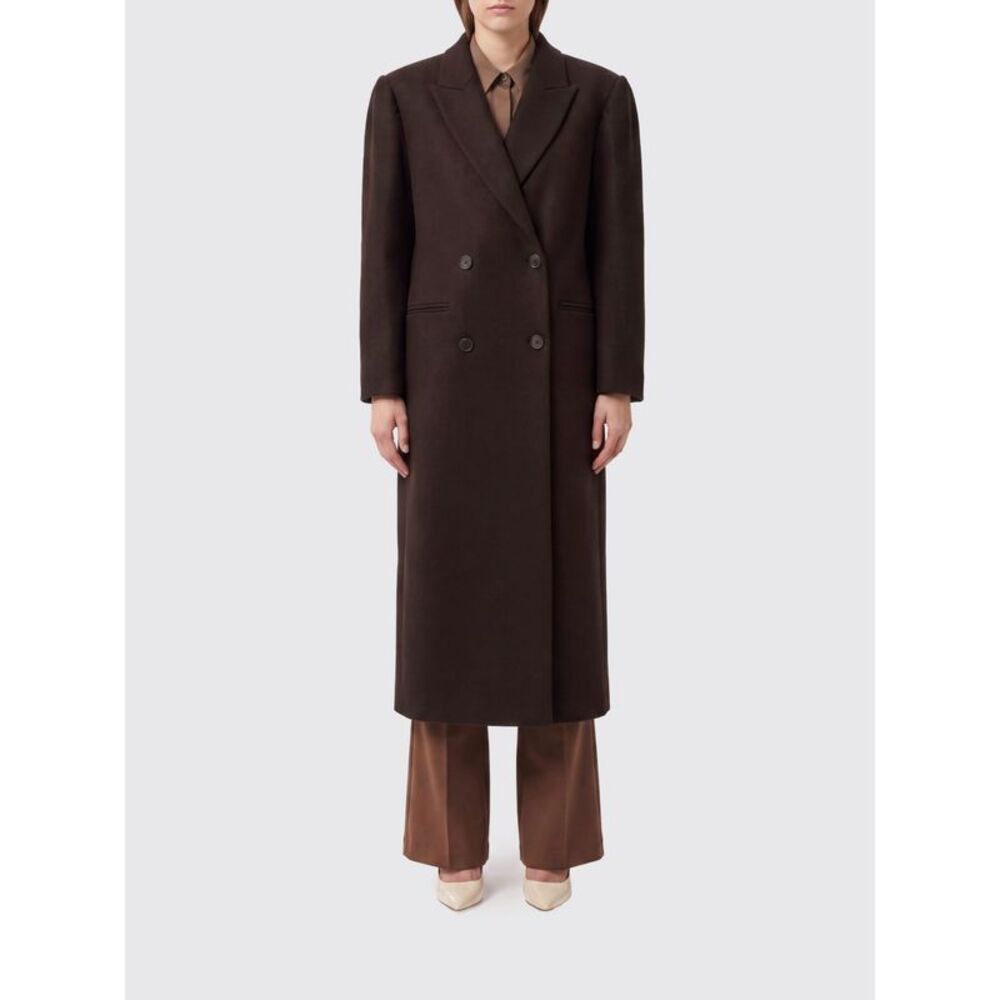 Twinset Women Twinset Double-Breasted Long Wool-Blend Coat With Peak Lapels